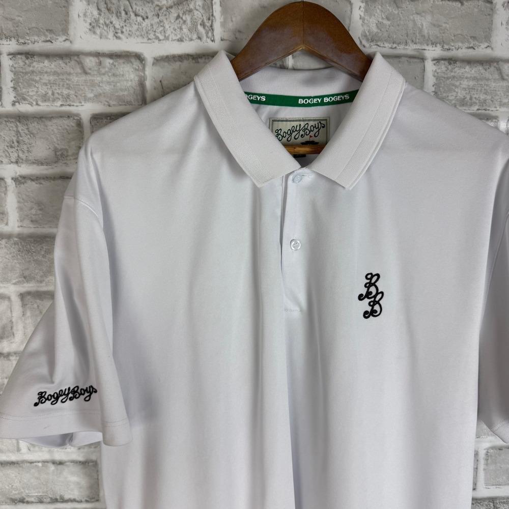 Bogey Boys Mens XL White Short Sleeve Golf Polo Shirt Embroidered BB Logo